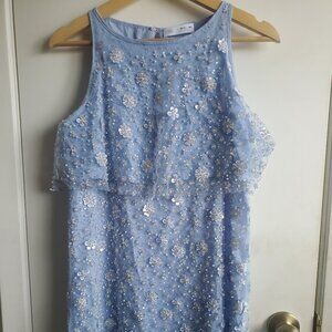 Zara Blue Tulle Dress With Floral Sequins And Embellishments Girl's Size 13/14